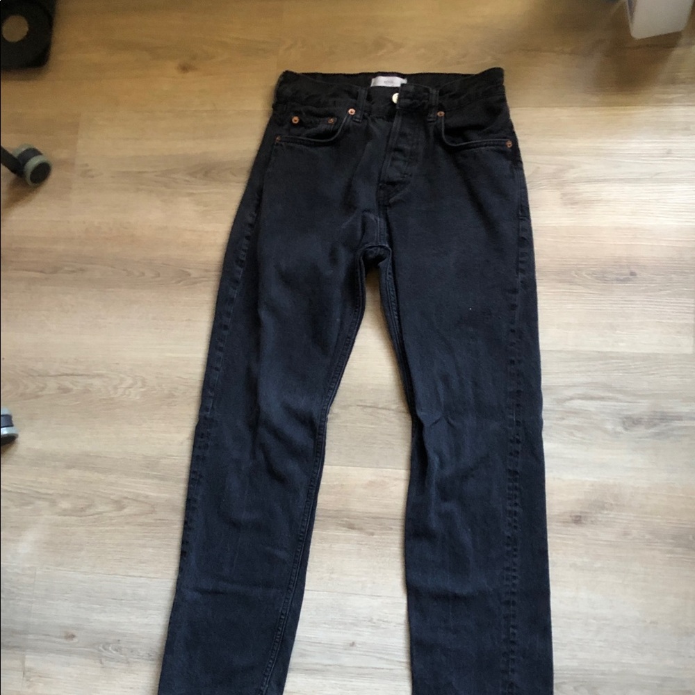 Mango Denim Black Straight Leg Jeans 2